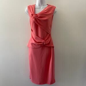 Reiss Alex Dress Womens 8 Pink Twist Front Sheath Cocktail Party Wedding Classic